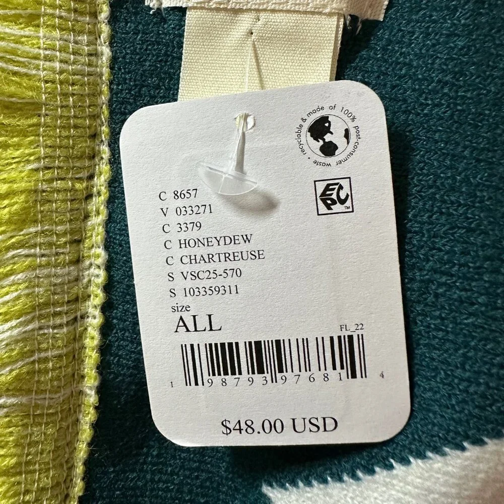 NWT free people movement Big League Reversible Scarf in Honeydew/Chartreuse